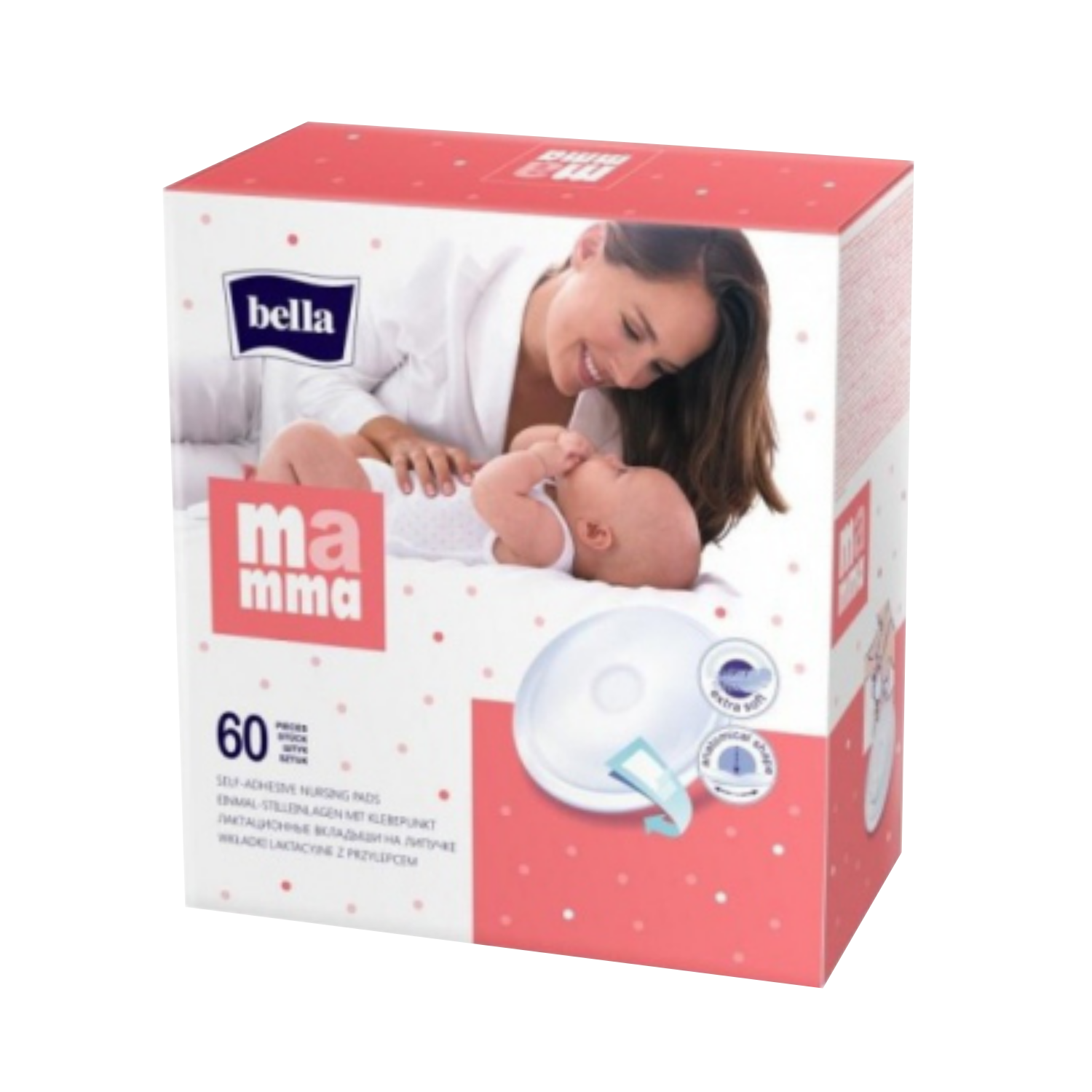 Bella MAMMA lactation pads with Velcro, 60 pcs. Economy in cart.